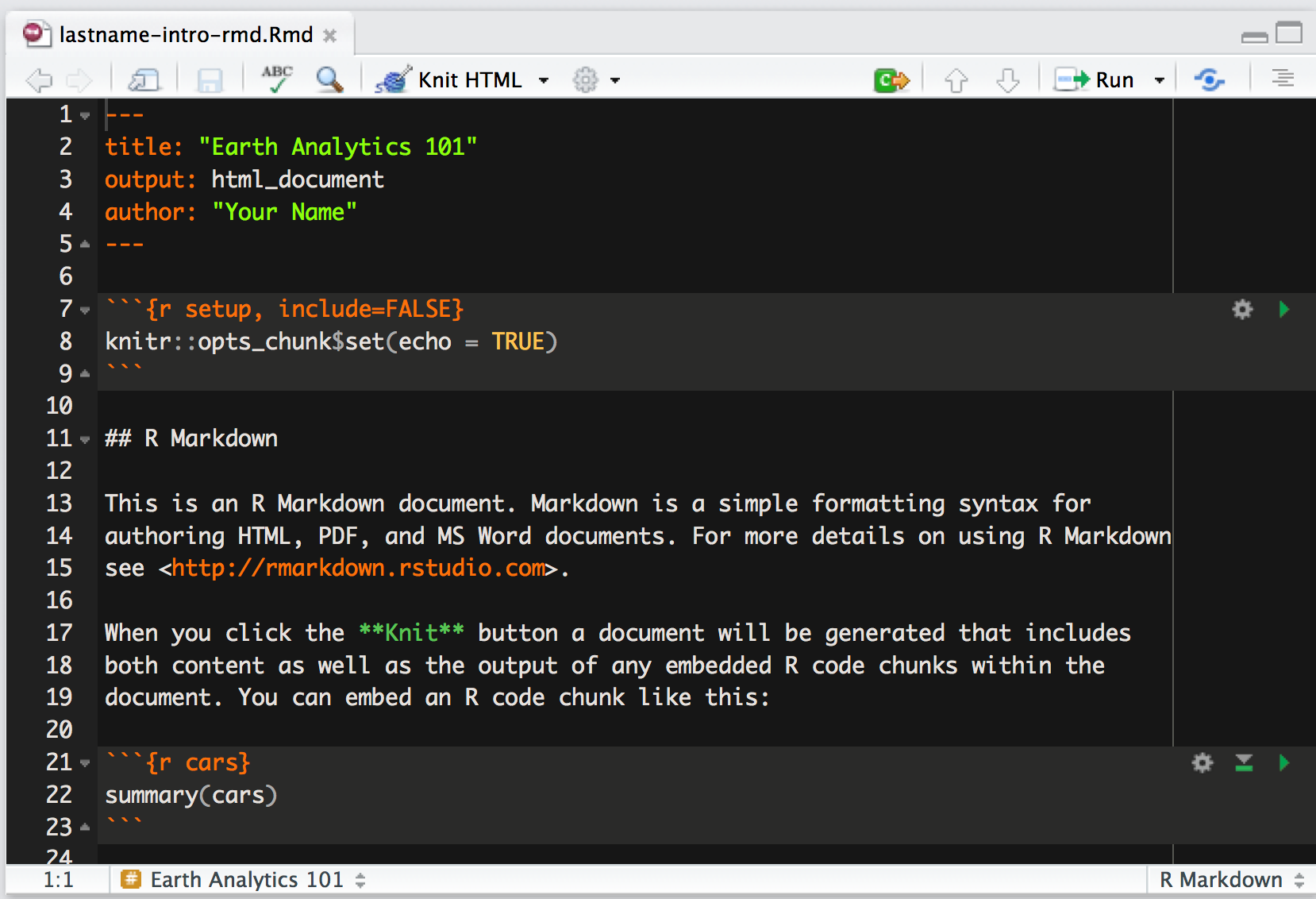 make a table in r markdown