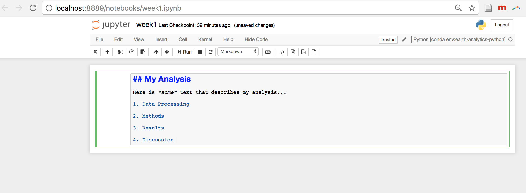 Format Text In Jupyter Notebook With Markdown Earth Data Science Earth Lab