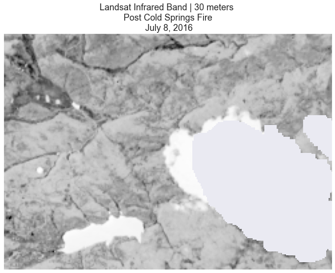 CIR Composite image in grey scale with mask applied, covering the post-Cold Springs fire area on July 8, 2016.