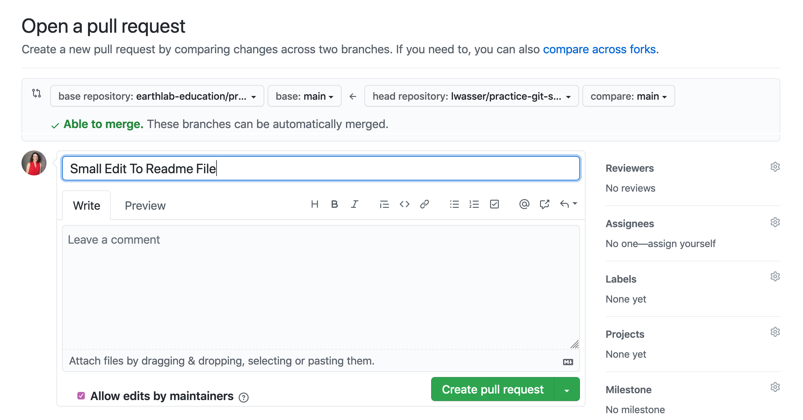 How To Create A Pull Request on Github: Propose Changes to GitHub  Repositories | Earth Data Science - Earth Lab